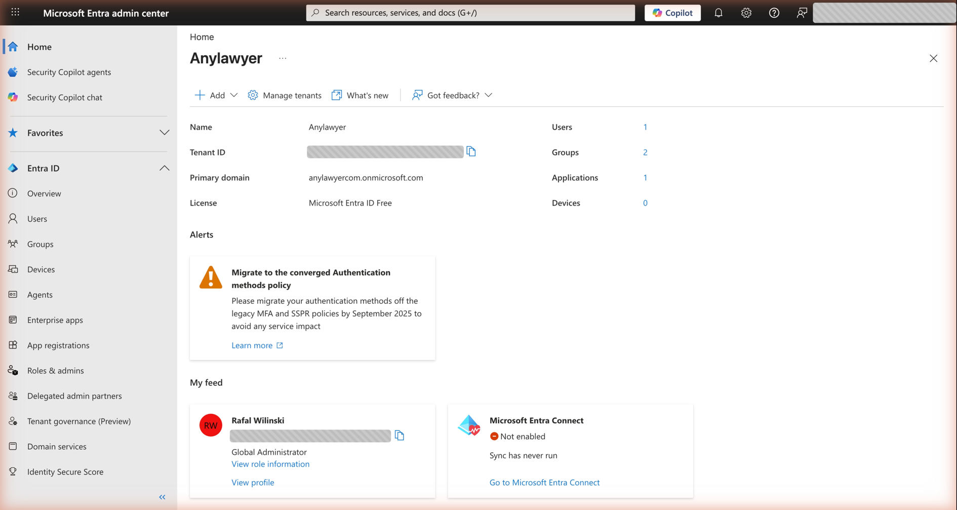 Tenant ID w przeglądzie Microsoft Entra